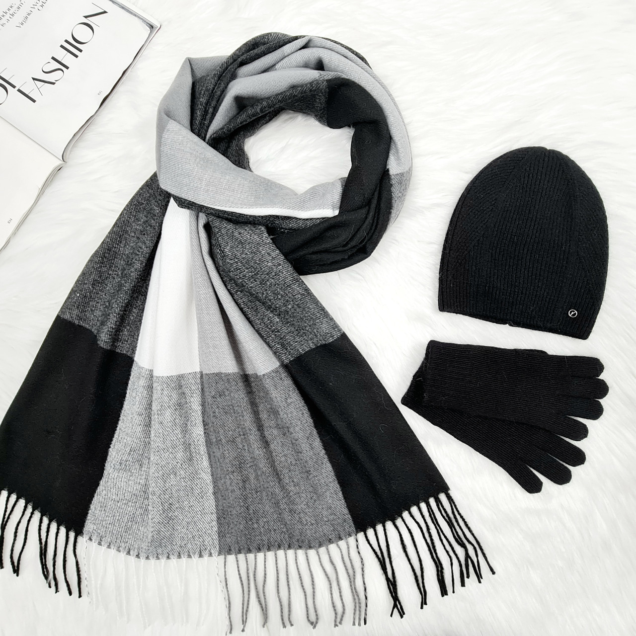 Комплект жіночий зимовий ангора з вовною (шапка+шарф+рукавички) ODYSSEY 56-58 см різнокольоровий 12238 - 1125 - 4062, фото 1