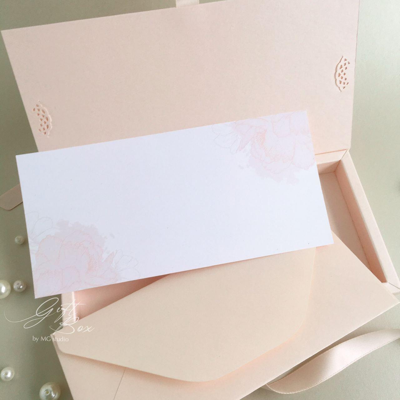Gift box Blossom персиковый Конверт на свадьбу, день рождения, юбилей - фото 3 - id-p1682779070