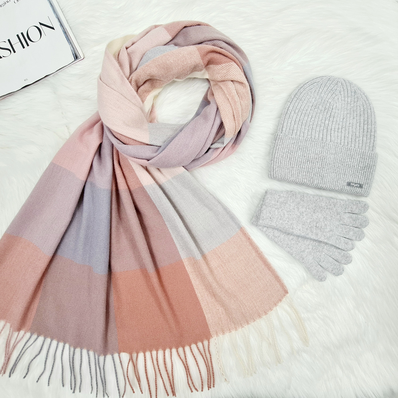 Комплект жіночий зимовий ангора з вовною (шапка+шарф+рукавички) ODYSSEY 56-58 см різнокольоровий 12320 - 1285 - 4001, фото 1