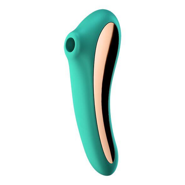 Вакуумний стимулятор із вібрацією Satisfyer Dual Kiss Green  18+