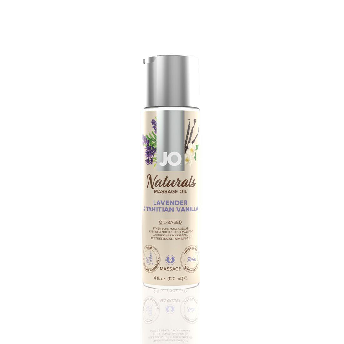 Масажна олія JO Naturals Massage Oil Lavender&Vanilla з натуральними ефірними оліями (120 мл) 18+