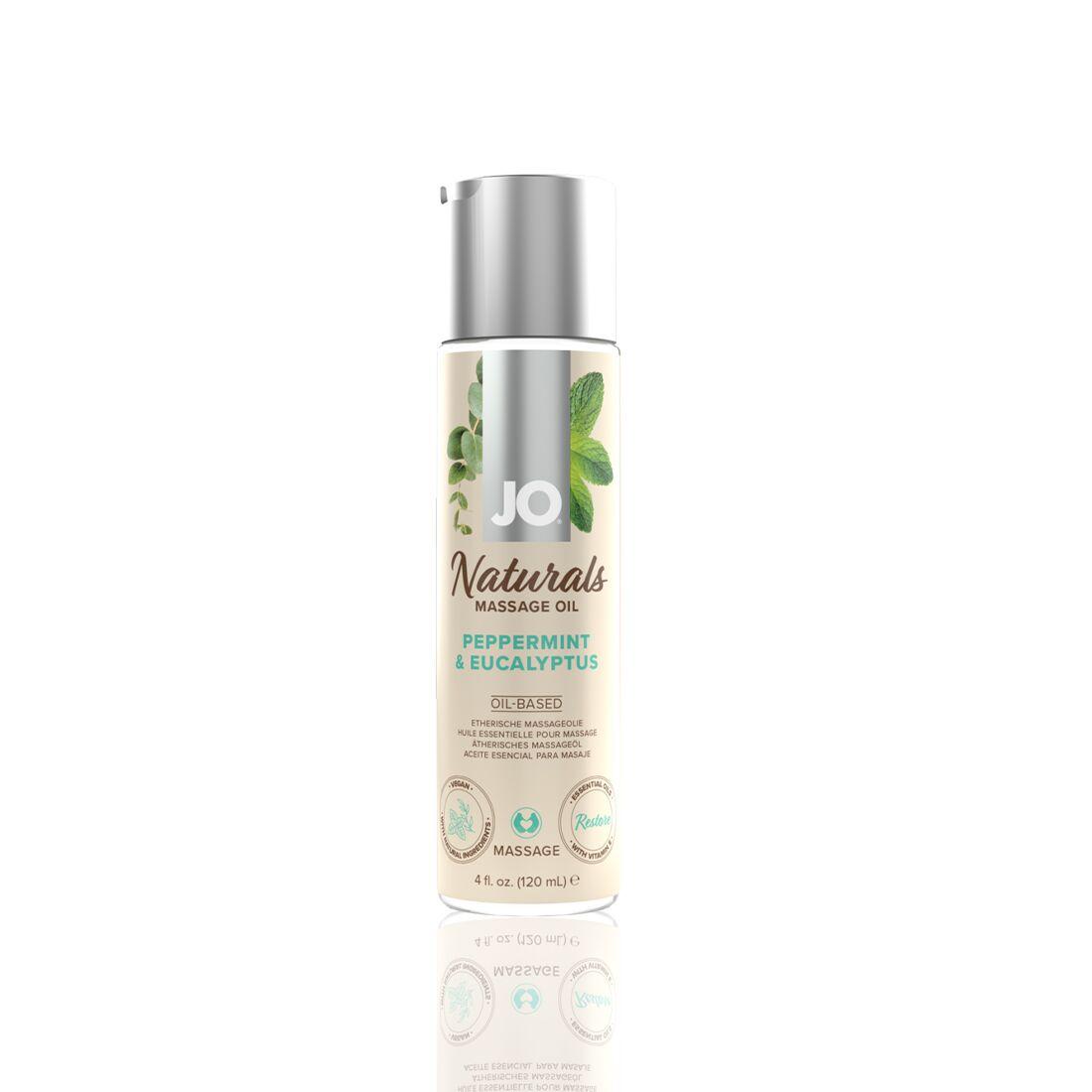 Масажна олія JO Naturals Massage Oil Peppermint & Eucalyptus з ефірними оліями (120 мл) 18+