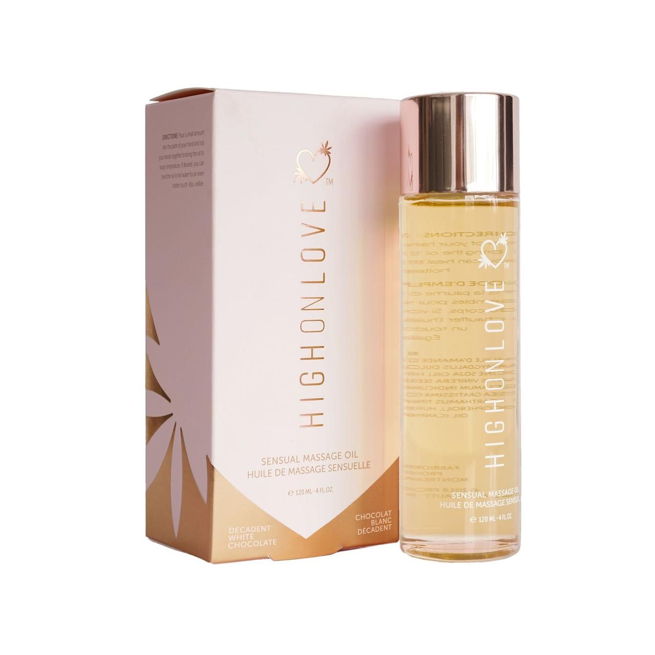 Масажна олія HighOnLove Massage Oil - Decadent White Chocolate (120 мл) з маслом насіння конопель 18+