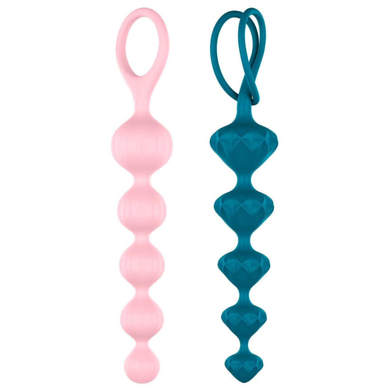 Набір анальних бус Satisfyer Beads Colored, силікон , макс. діаметр 3,3 см і 3,5 см 18+
