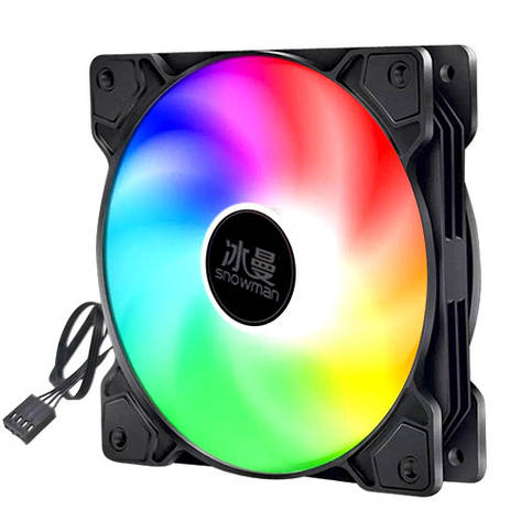 Вентилятор для корпусу 120мм 45фут3/хв 4пін, RGB підсвітка, Snowman F120, фото 1