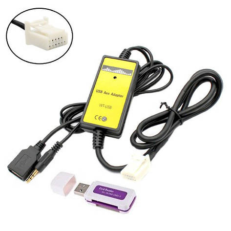 USB AUX MP3 адаптер для магнітоли 6+6пін Lexus Toyota, WT-USB QX005, фото 1