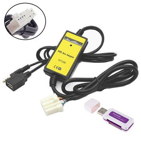 USB AUX MP3 адаптер для магнітоли 8+8пін Mazda, WT-USB QX023, фото 1