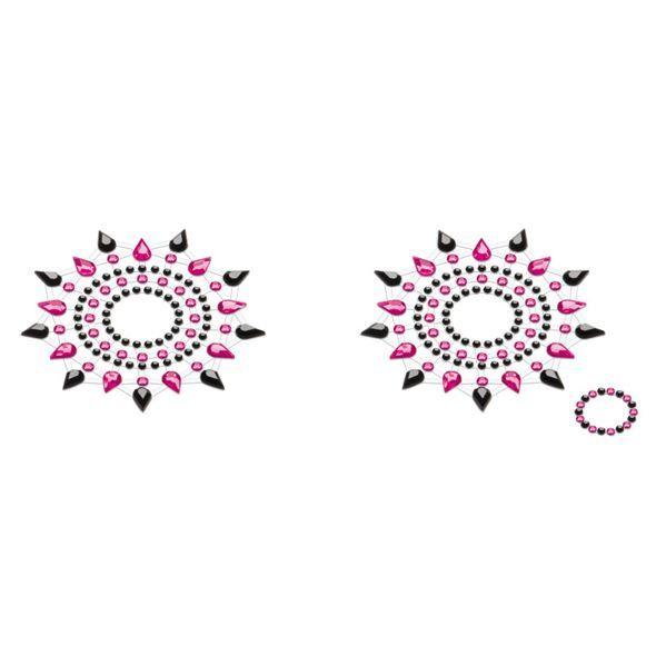Пестіс з кристалів Petits Joujoux Gloria set of 2 - Black/Pink, прикраса на груди 18+