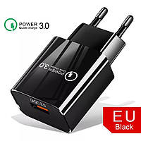 Быстрая заряда 18 W (чёрная) 18W 3A Fast Charger QC 3.0 USB Charger Quick Charge 3.0