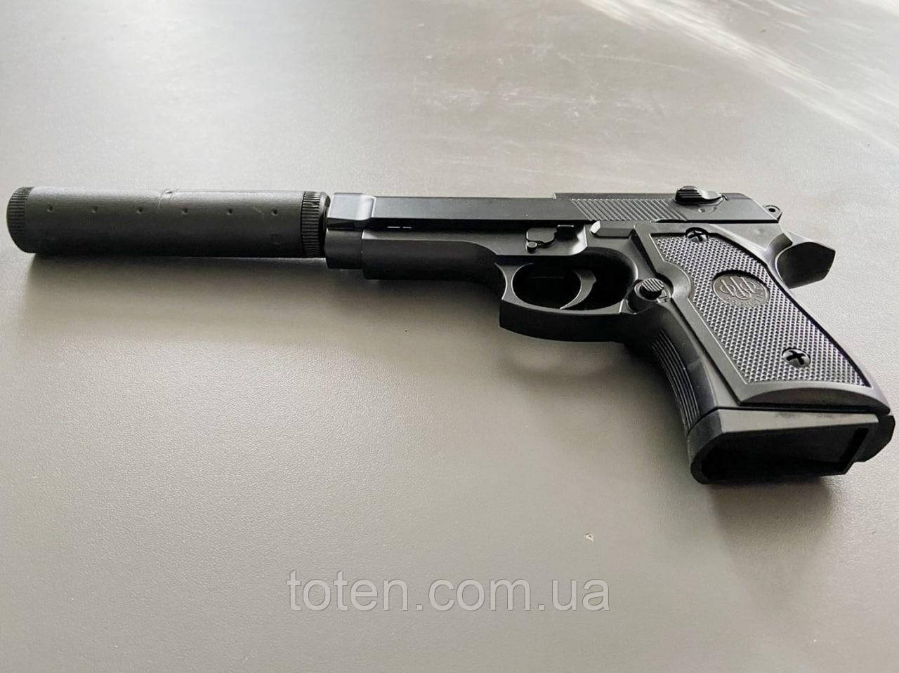 Пистолет c глушителем металлический черный Viоlеnt - фото 3 - id-p1666983866
