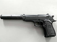 Пистолет c глушителем металлический черный Viоlеnt