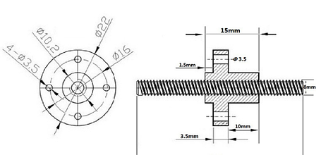 Ходовий гвинт 200mm x 8mm крок 2 мм з гайкою, фото 3