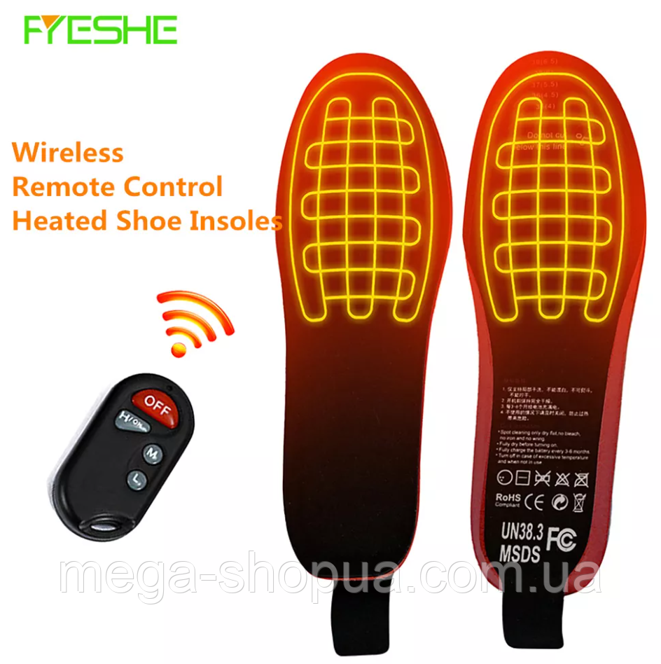 Бездротові устілки з підігрівом акумуляторні на пульті - електро устілки, теплі зимові устілки (35-41) F7, фото 1