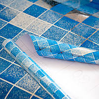 Самоклеющаяся пленка мозаика Синяя 200х45 см, пленка для кухонной мебели | плівка самоклейка для кухні (NS)