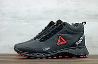 Мужские зимние ботинки на меху Reebok Рибок, натуральная кожа, черные 40 (26 см)