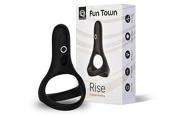 Подвійне ерекційне кільце Fun Town Rise Black, керування зі смартфона Bomba💣