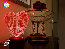 3D світильник нічник з пультом "Серце" 3DTOYSLAMP