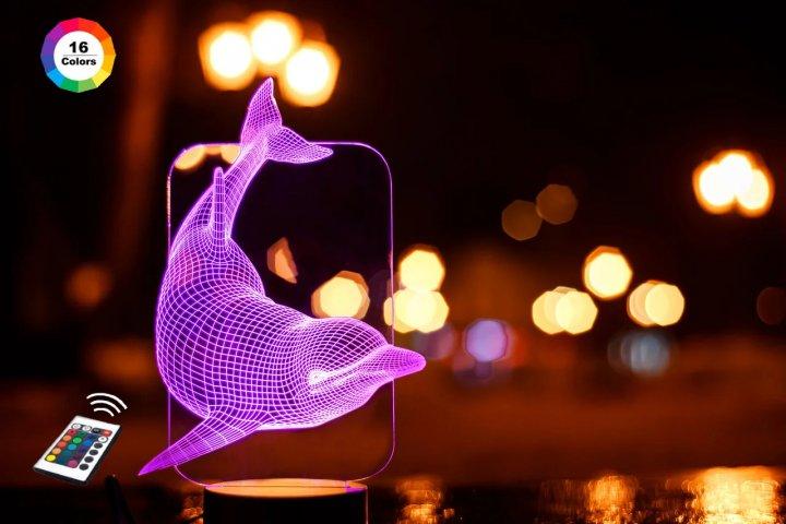 3D світильник нічник з пультом "Дельфін" 3DTOYSLAMP, фото 1