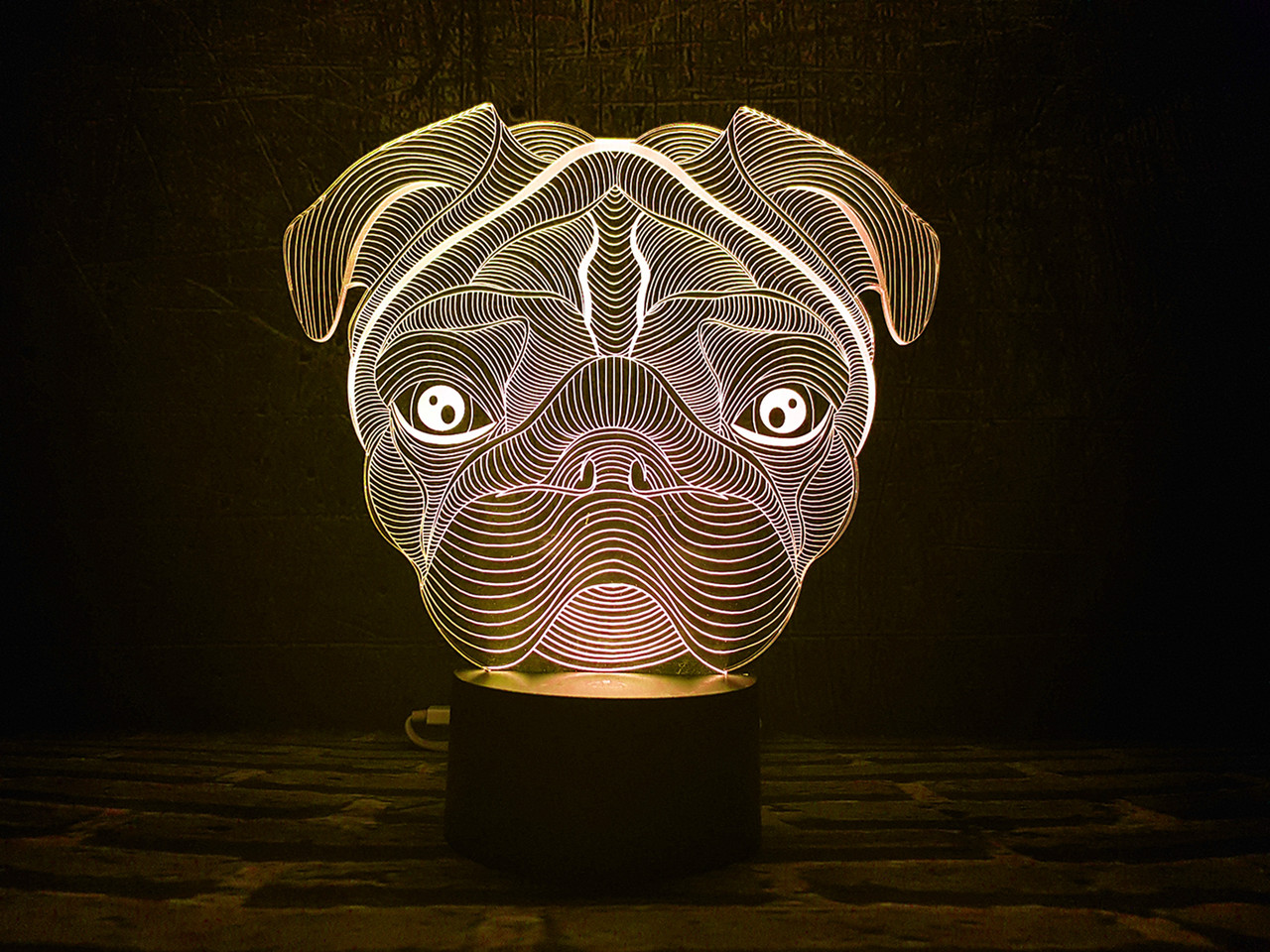 Змінна пластина для 3D ламп "Мопс" 3DTOYSLAMP, фото 1