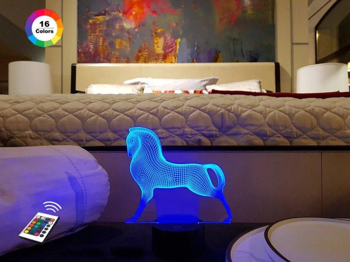 3D світильник нічник з пультом "Срібний кінь" 3DTOYSLAMP, фото 1