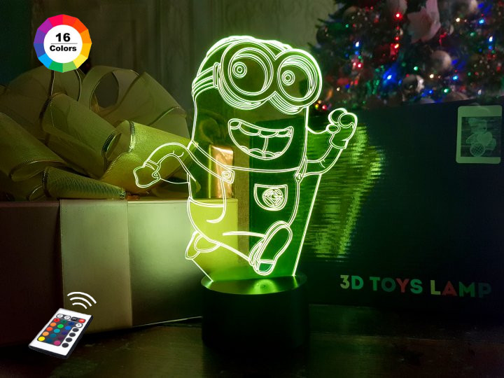 3D світильник нічник з пультом "Міньйон" 3DTOYSLAMP