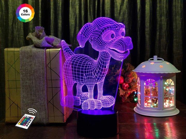 3D світильник нічник з пультом "Песик Дружок" 3DTOYSLAMP