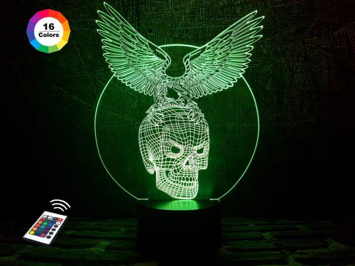 3D світильник нічник з пультом "Кришталевий череп" 3DTOYSLAMP