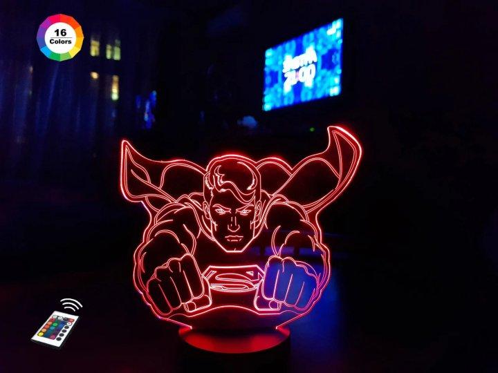 3D світильник нічник з пультом "Супермен" 3DTOYSLAMP