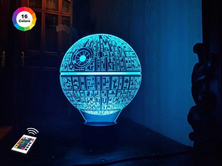 3D світильник нічник з пультом "Зірка смерті" 3DTOYSLAMP
