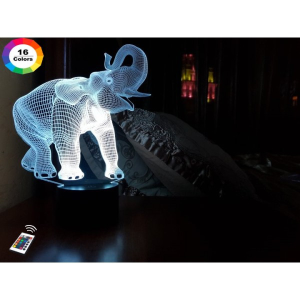 3D світильник нічник з пультом "Слон" 3DTOYSLAMP, фото 1