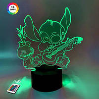 3D світильник нічник з пультом "Стіч"  3DTOYSLAMP
