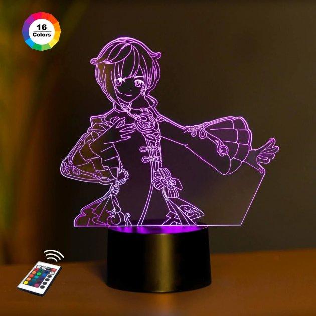 3D світильник нічник з пультом GENSHIN IMPACT "Син Цю" 3DTOYSLAMP, фото 1