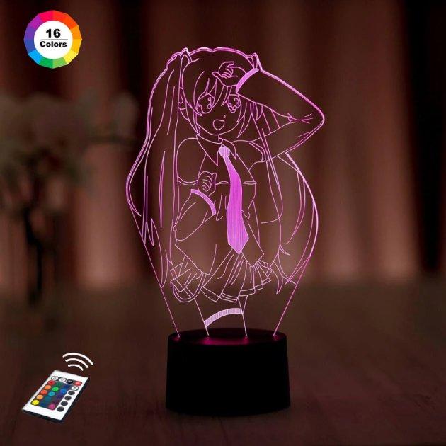 3D світильник нічник з пультом "Мікі Хацуне" 3DTOYSLAMP