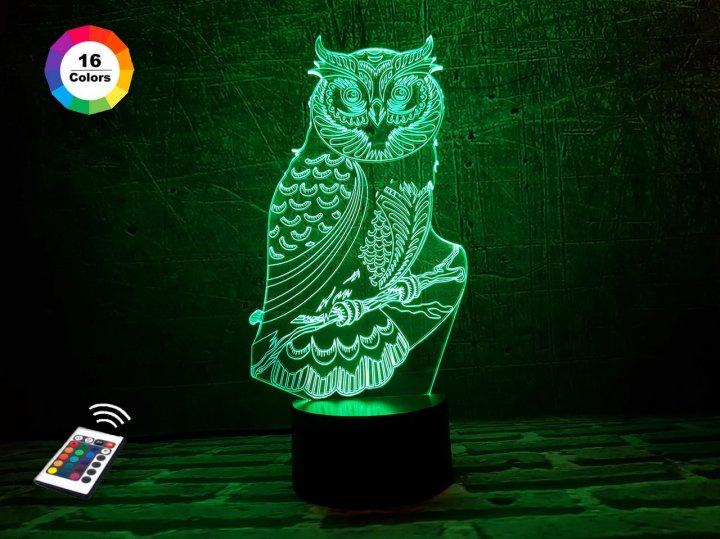 3D світильник нічник з пультом "Сова 3" 3DTOYSLAMP, фото 1