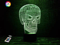 3D світильник нічник з пультом "Череп 3" 3DTOYSLAMP