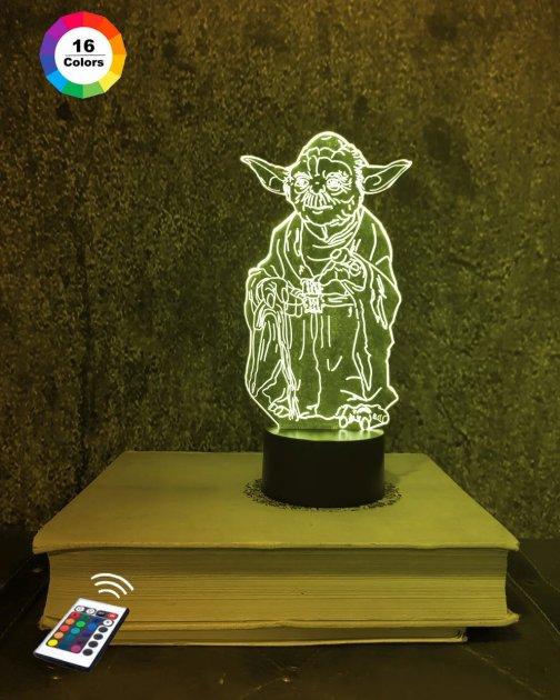 3D світильник нічник з пультом "Йода" 3DTOYSLAMP