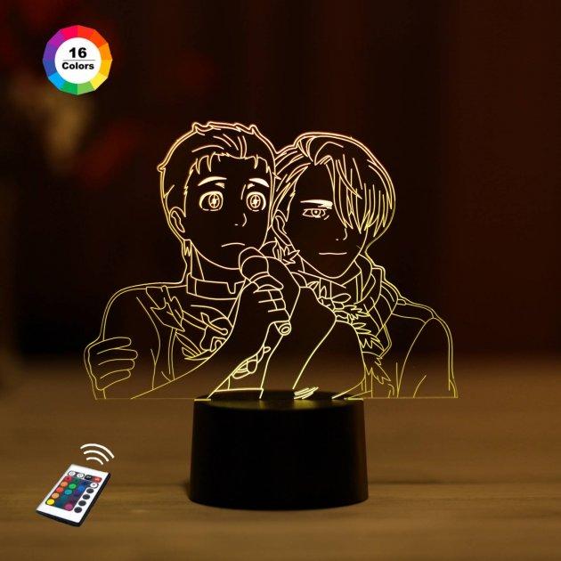 3D світильник нічник з пультом "Віктор Нікіфоров і Юрі Кацуко" 3DTOYSLAMP