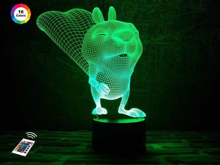 3D світильник нічник з пультом "Білченя" 3DTOYSLAMP, фото 1