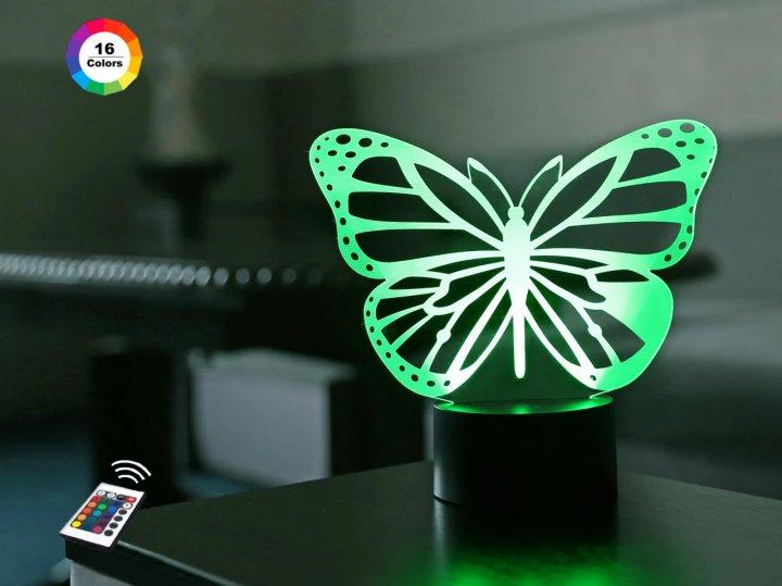 3D світильник нічник з пультом "Метелик 2" 3DTOYSLAMP, фото 1