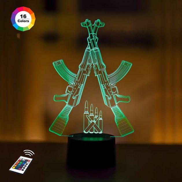 3D світильник нічник з пультом "Автомати" 3DTOYSLAMP, фото 1