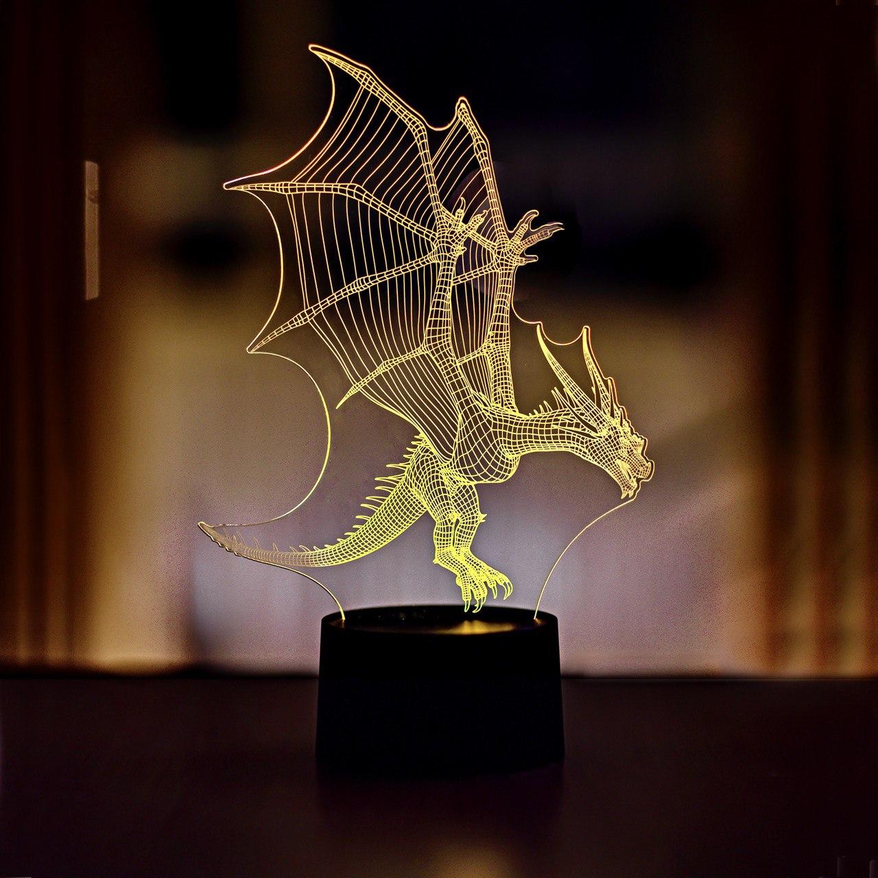 3D світильник нічник  "Дракон" 3DTOYSLAMP, фото 1