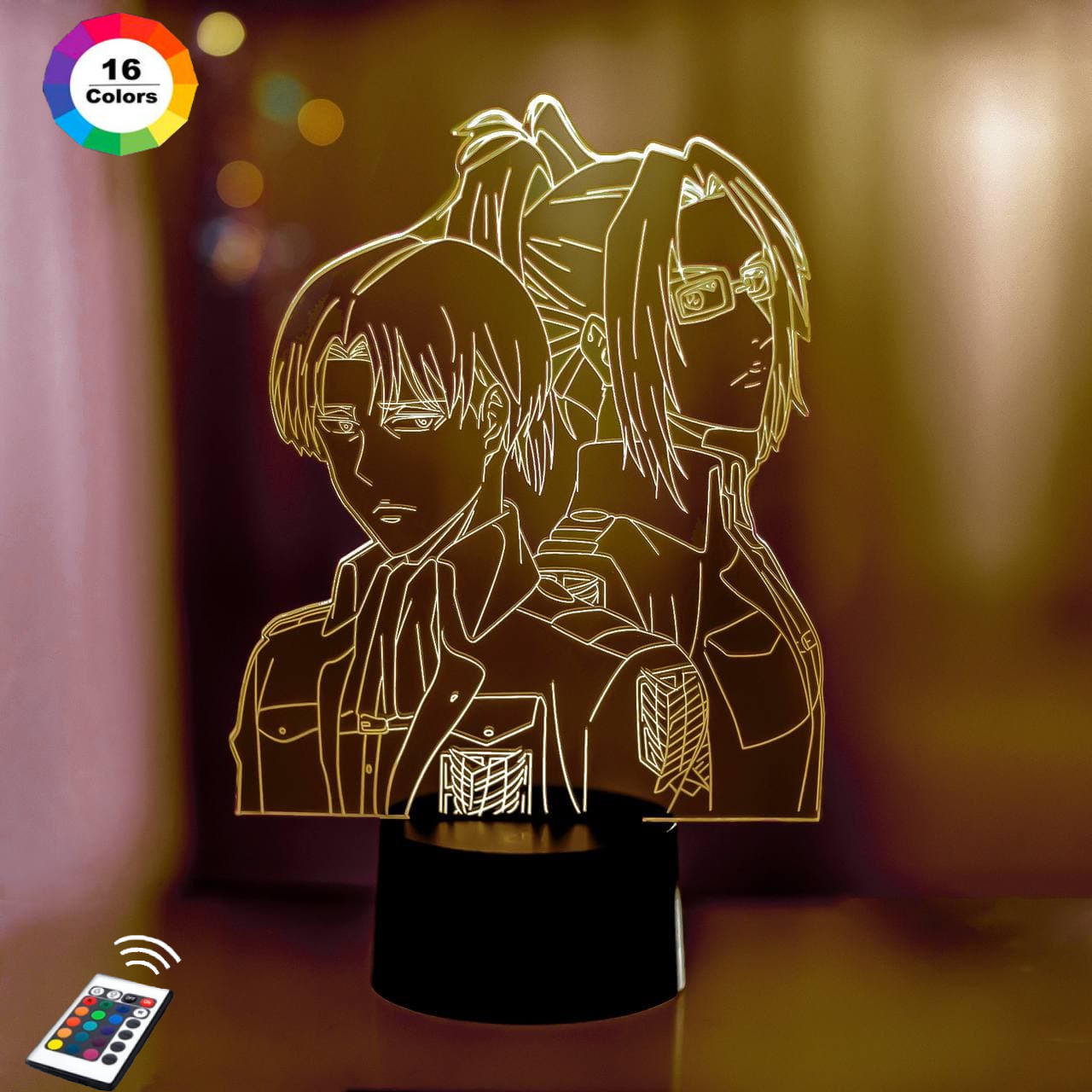 3D світильник нічник з пультом "Леві Акерман і Ханджи Зое" 3DTOYSLAMP
