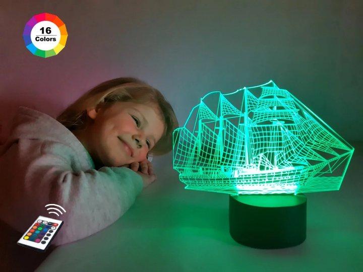 3D світильник нічник з пультом "Корабель" 3DTOYSLAMP