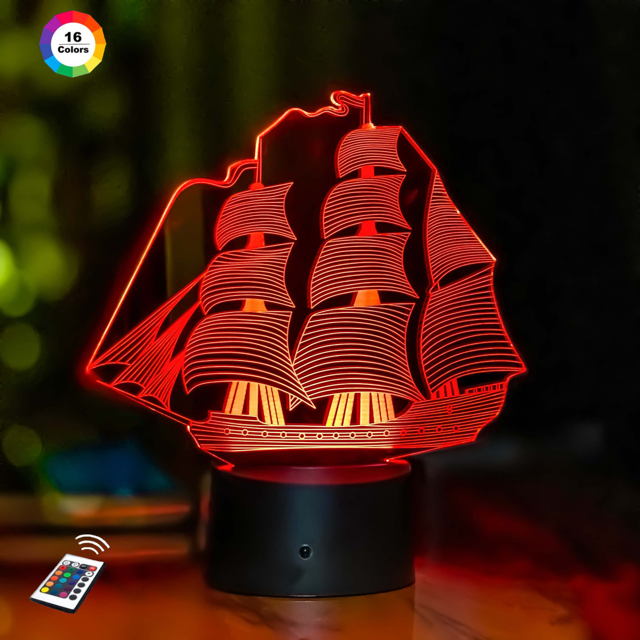 3D світильник нічник з пультом "Корабель 2" 3DTOYSLAMP