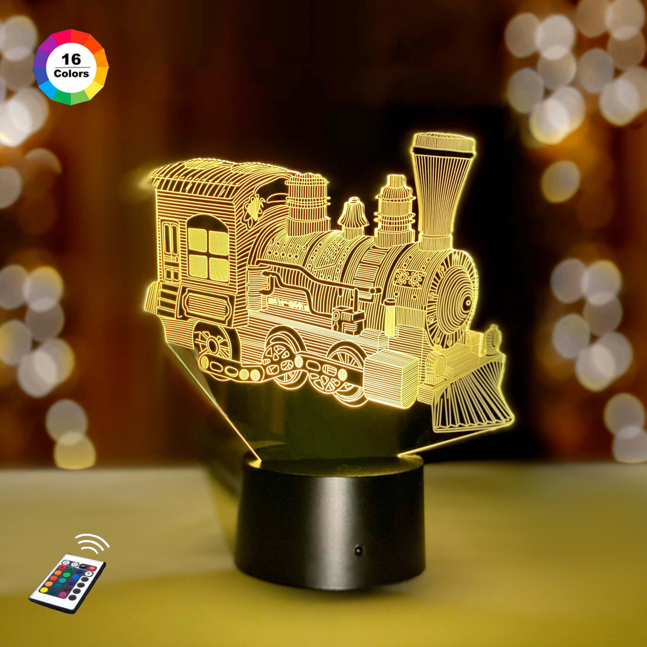 3D світильник нічник з пультом "Паровозик 2" 3DTOYSLAMP