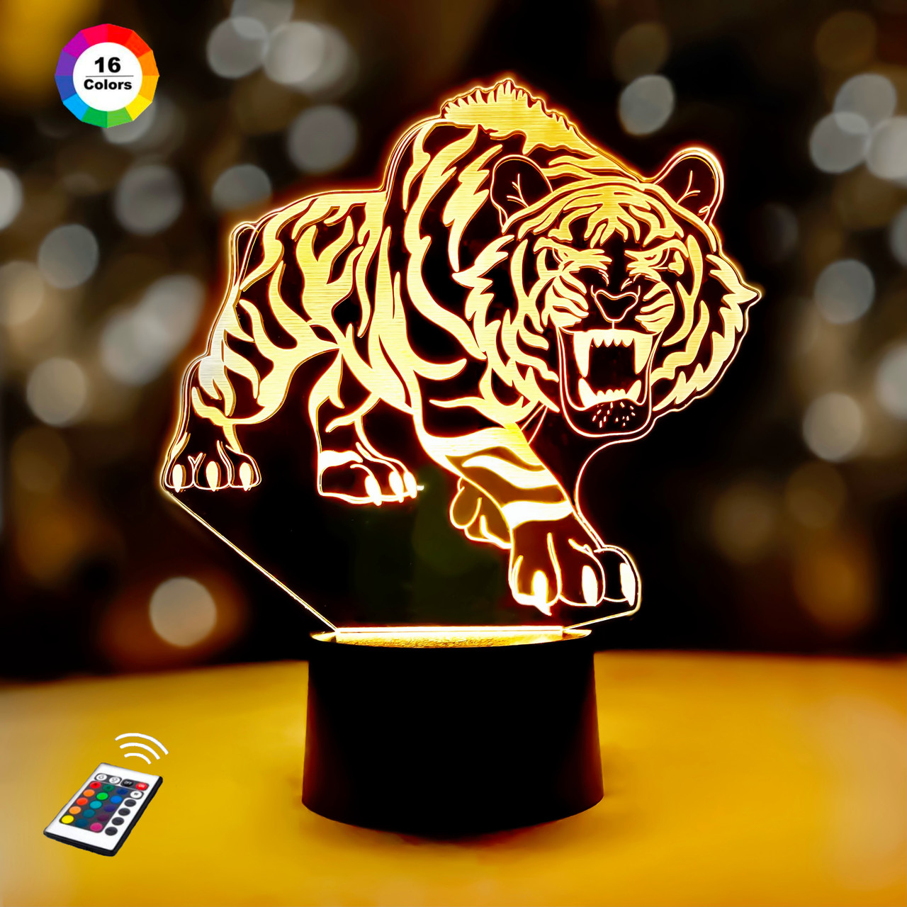 3D світильник нічник з пультом "Тигр 3" 3DTOYSLAMP, фото 1