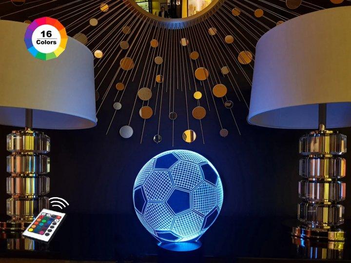 3D світильник нічник з пультом "Футбольний м'яч" 3DTOYSLAMP