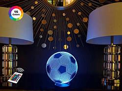 3D світильник нічник з пультом "Футбольний м'яч" 3DTOYSLAMP