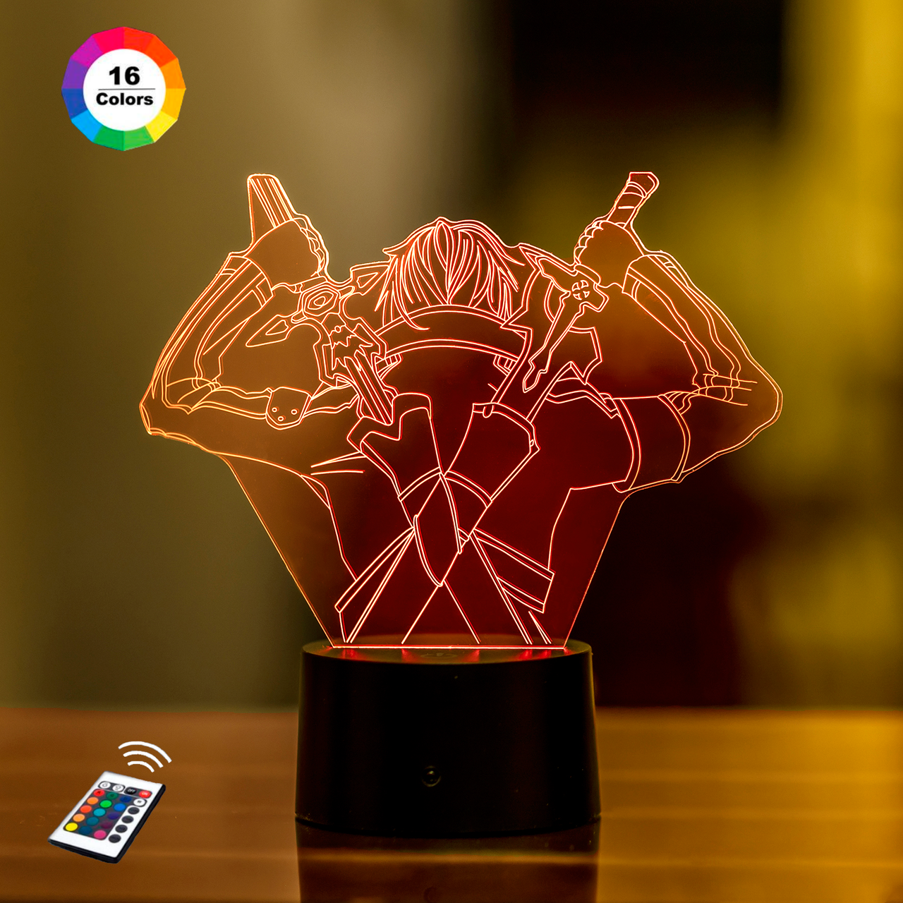 3D світильник нічник з пультом "Кадзуто Кірігая (Кіріто)" 3DTOYSLAMP