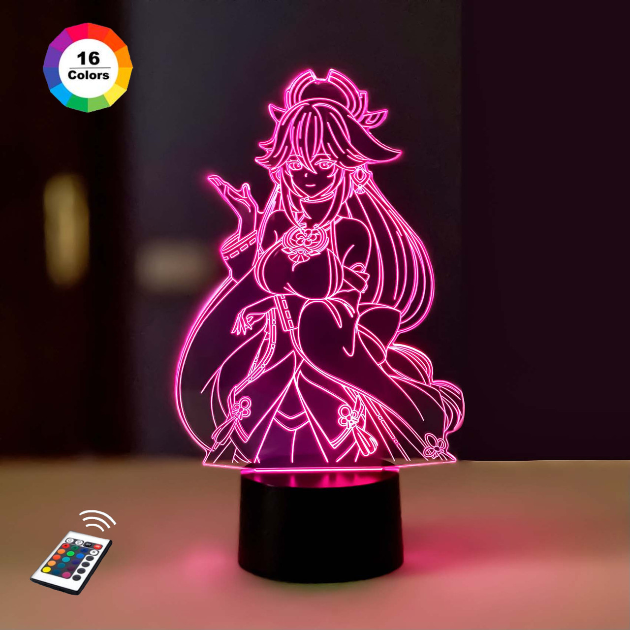 3D світильник нічник з пультом GENSHIN IMPACT "Яэ Міко" 3DTOYSLAMP, фото 1